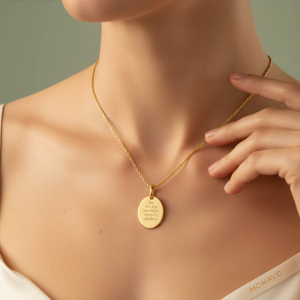 Oval Engravable Pendant Necklace | 18K Gold Plated