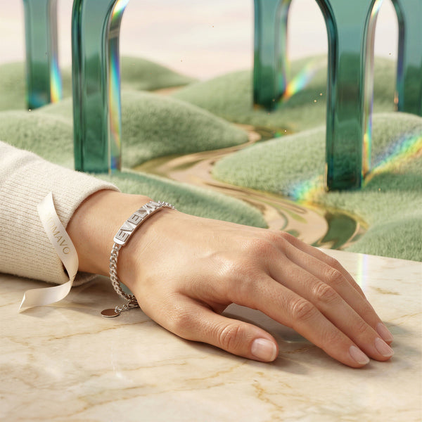 Pavé Letter ID Bar Bracelet | Silver