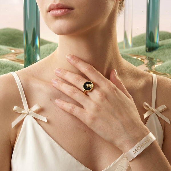 Twin Signet Ring & Pendant | 18K Gold Plated