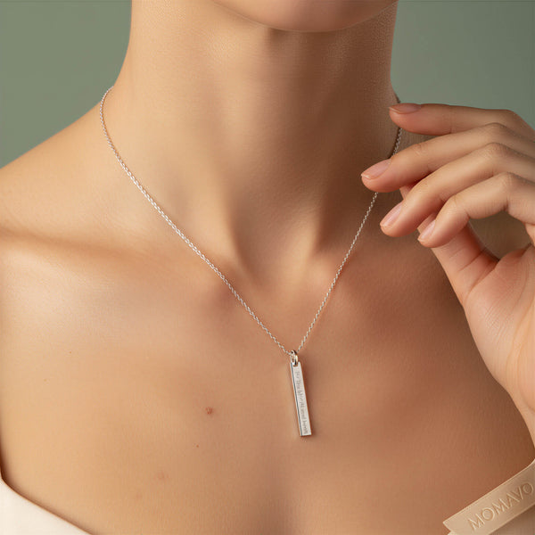 Engravable Rectangle Pendant Necklace | Silver