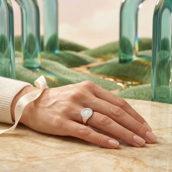 Monogram Initial Ring | Rhodium Plated