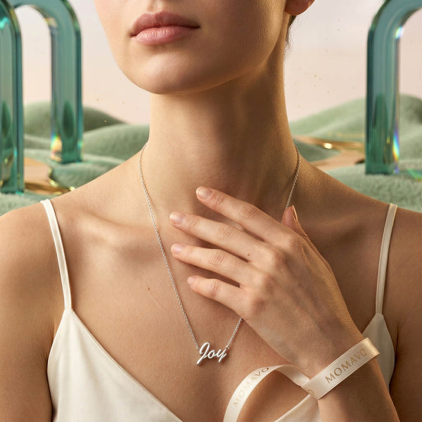 Classic Name Necklace | Rhodium Plated
