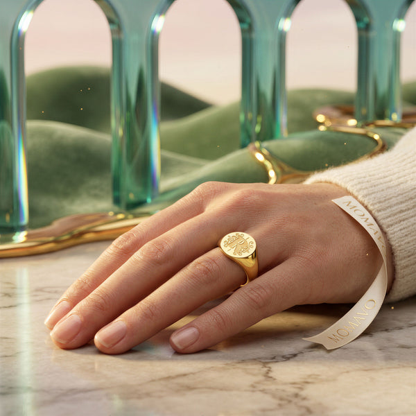 Round Monogram Ring | 18K Gold Plated