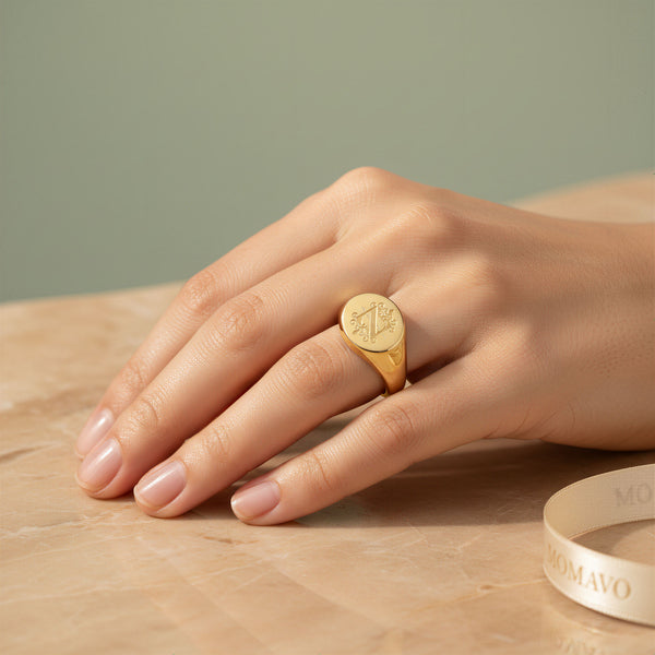 Oval Monogram Ring | 18K Gold Plated