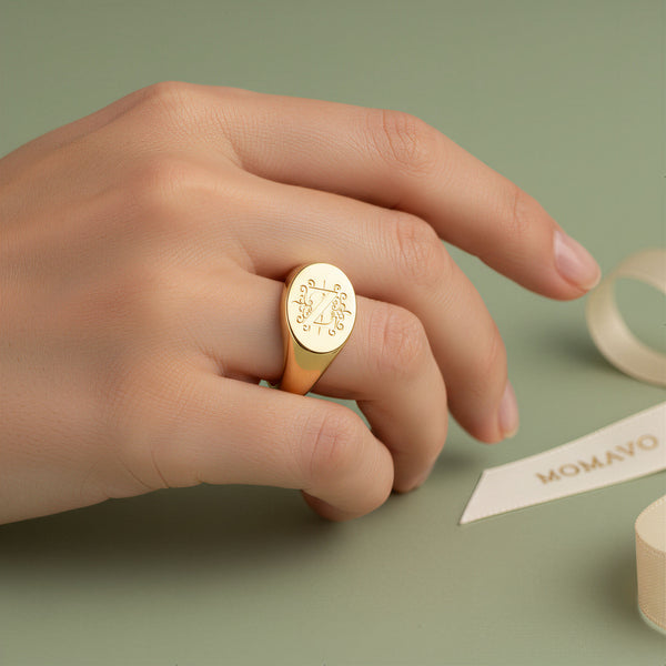 Oval Monogram Ring | 18K Gold Plated