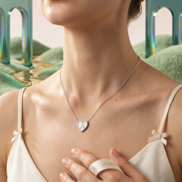 Heart Initial Necklace | Silver