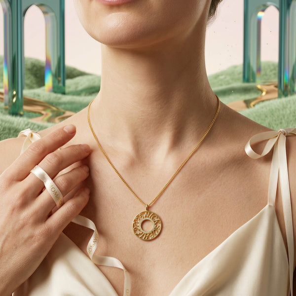 Memo Circle Necklace | 18K Gold Plated