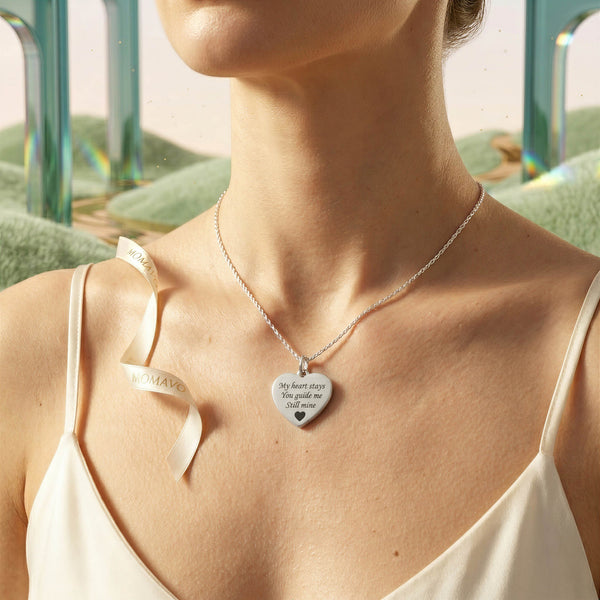 Engraved Heart Pendant Necklace | Silver