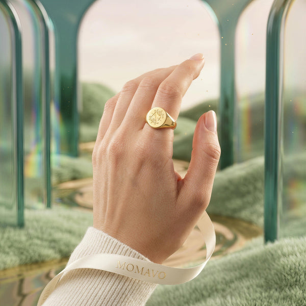 Oval Monogram Ring | 18K Gold Plated