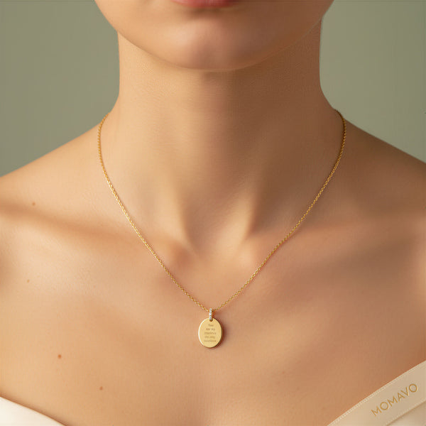 Oval Engravable Pendant Necklace | 18K Gold Plated