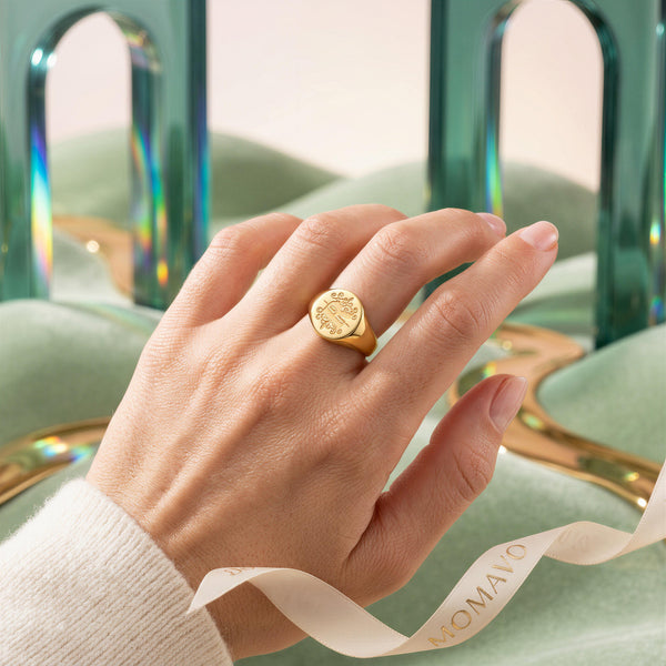 Round Monogram Ring | 18K Gold Plated