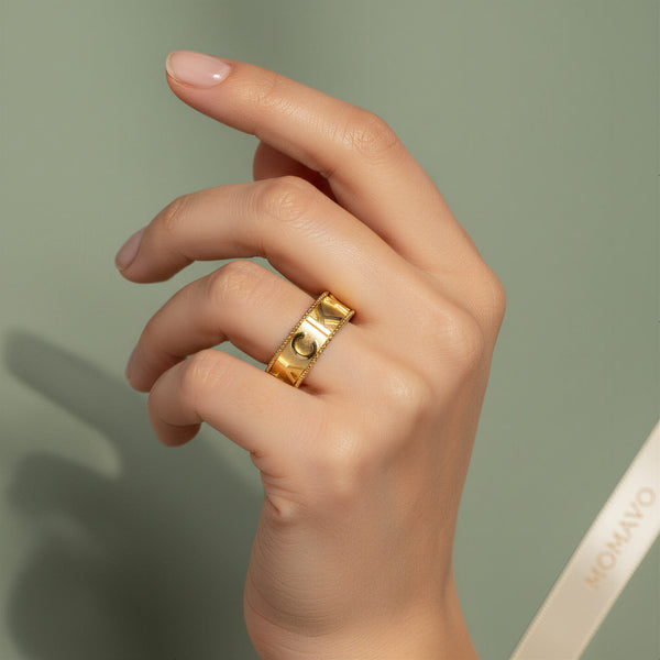 Milgrain Charm Ring | 18K Gold Plated