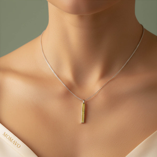 Engravable Rectangle Pendant Necklace | Silver