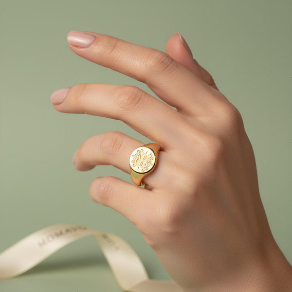 Round Monogram Ring | 18K Gold Plated
