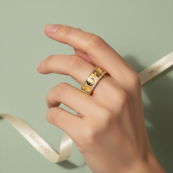 Charm Mark Personalized Ring | 18K Gold Plated