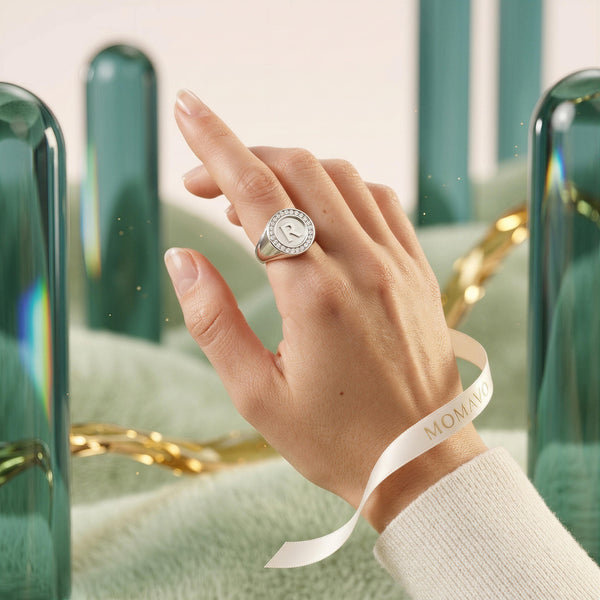 Monogram Initial Ring | Rhodium Plated