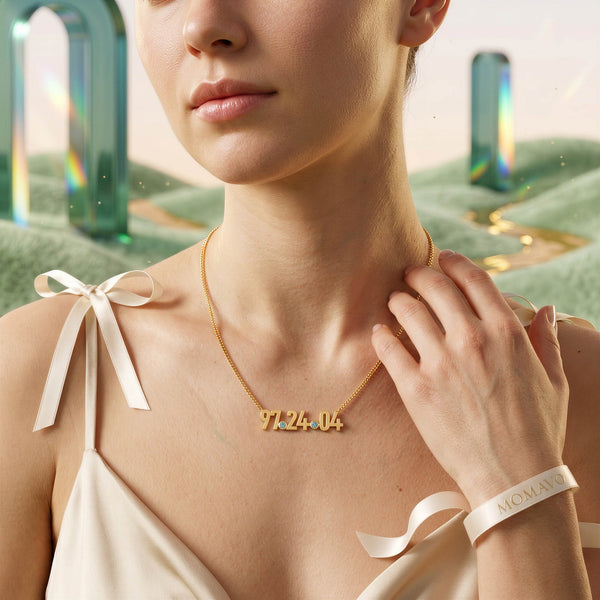 Coordinates Birthstone Necklace | 18K Gold Plated