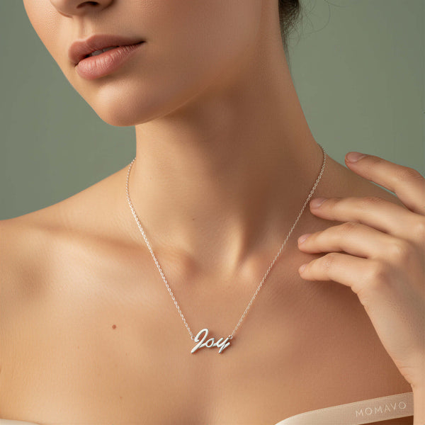 Classic Name Necklace | Rhodium Plated