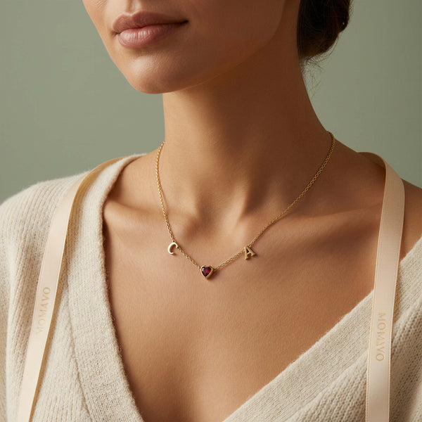 HeartLink Birthstone Necklace | Silver