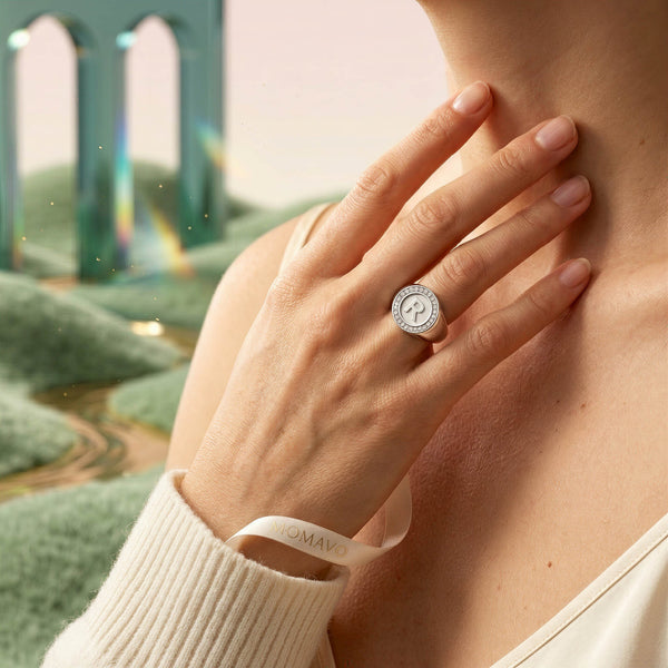 Monogram Initial Ring | Rhodium Plated