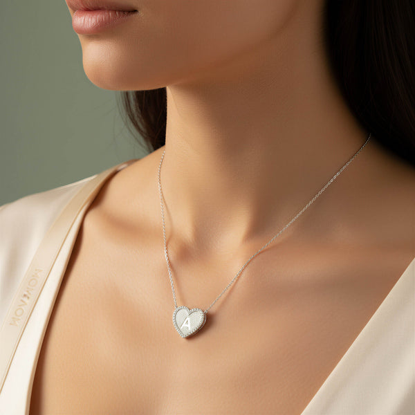 Heart Initial Necklace | Silver