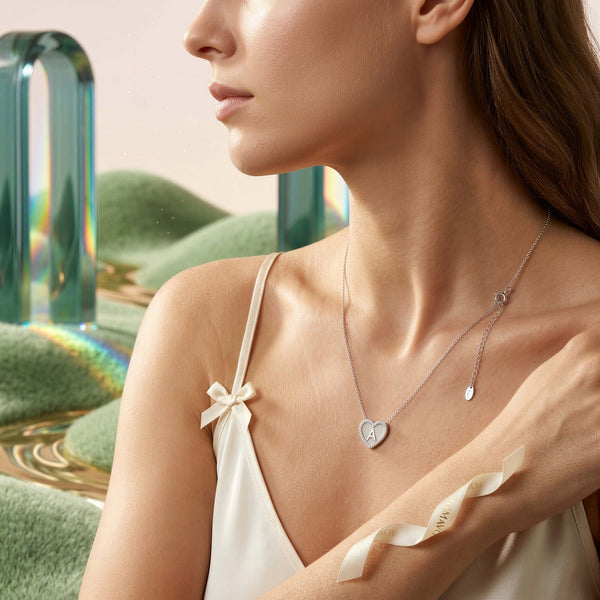 Heart Initial Necklace | Silver