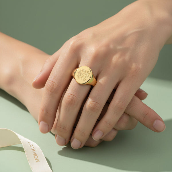 Oval Monogram Ring | 18K Gold Plated