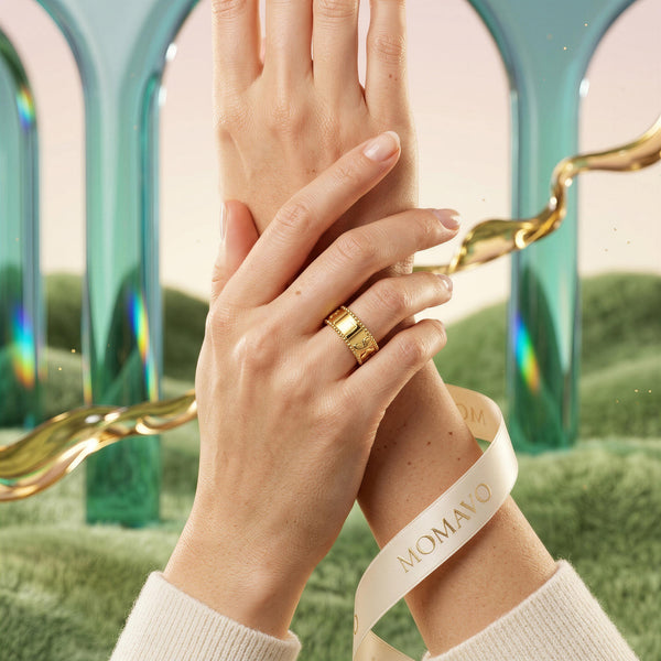 Milgrain Charm Ring | 18K Gold Plated