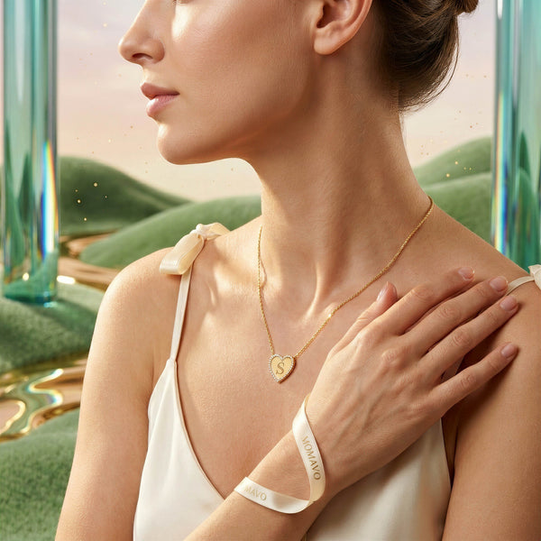 Heart Initial Necklace | 18K Gold Plated