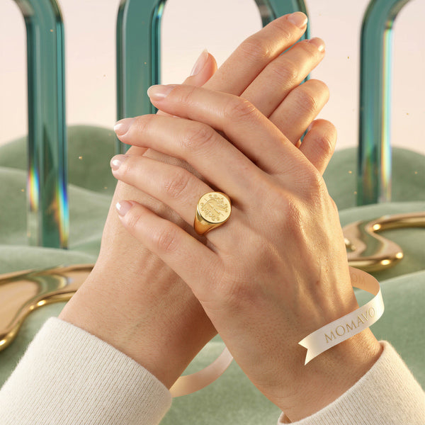 Round Monogram Ring | 18K Gold Plated