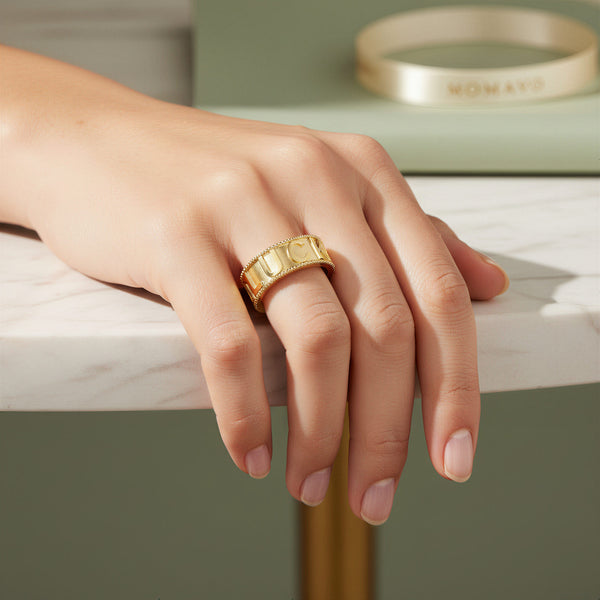 Milgrain Charm Ring | 18K Gold Plated