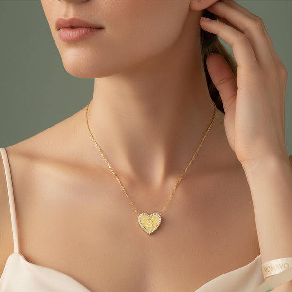 Heart Initial Necklace | 18K Gold Plated