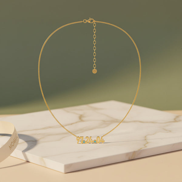 Coordinates Birthstone Necklace | 18K Gold Plated