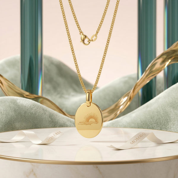 Oval Engravable Pendant Necklace | 18K Gold Plated
