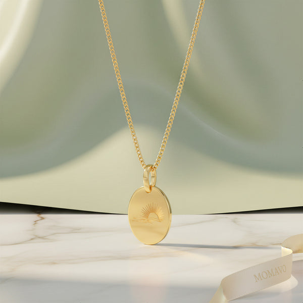 Oval Engravable Pendant Necklace | 18K Gold Plated