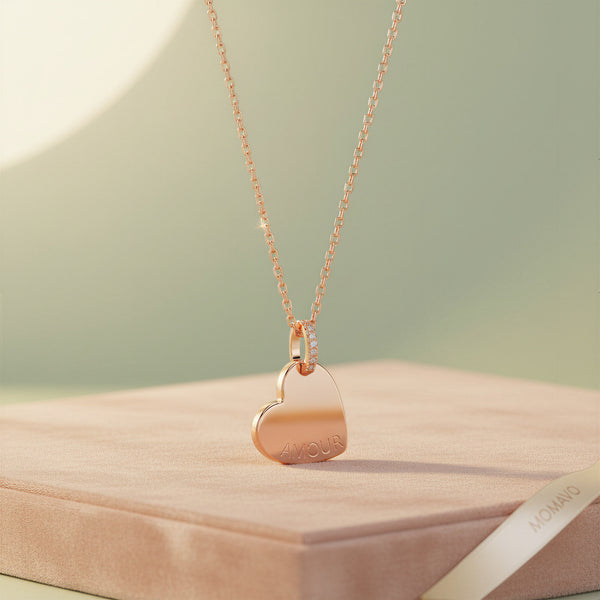 Engravable Heart Pendant Necklace | Rose Gold Plated