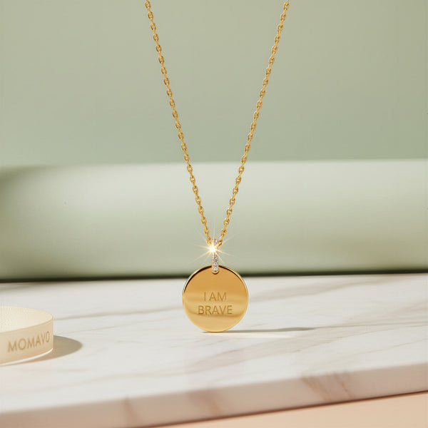Engravable Circle Pendant Necklace | 18K Gold Plated