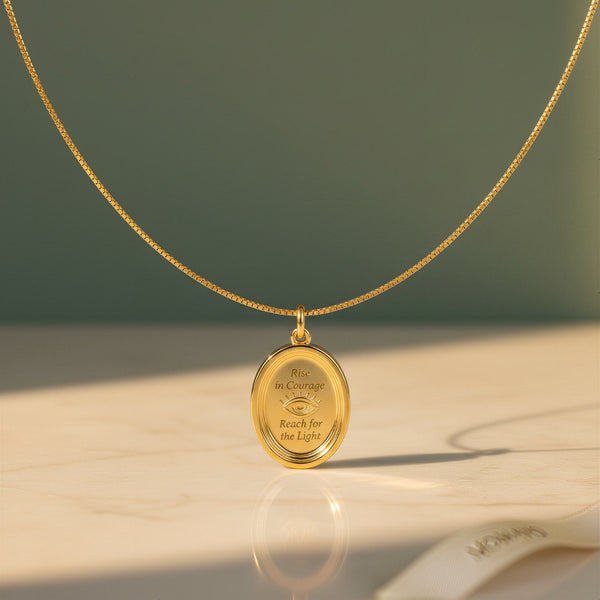 Oval Portrait Engraved Necklace | 18K Gold Plated