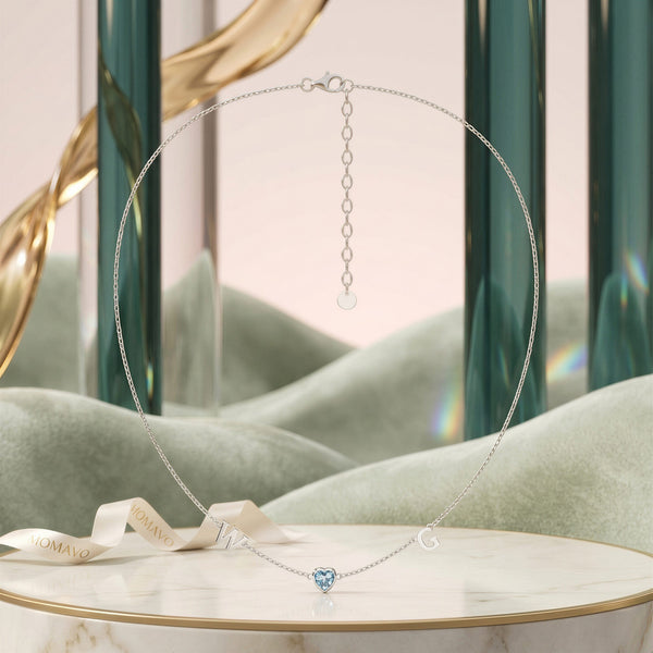 HeartLink Birthstone Necklace | Silver