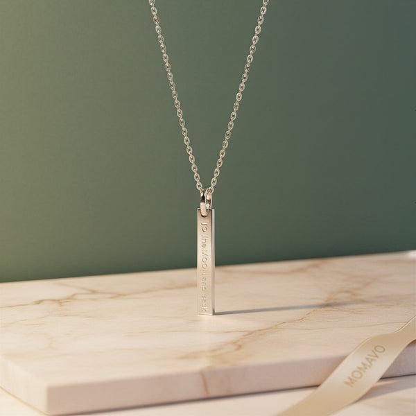 Engravable Rectangle Pendant Necklace | Silver