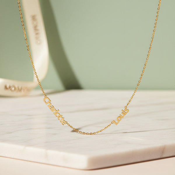Custom Name Necklace with Gemstone | 18K Gold Plated
