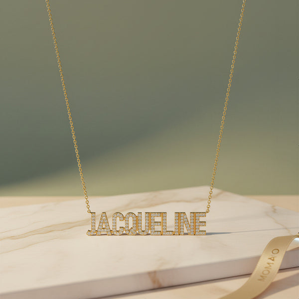 Jacqueline Signature Name Necklace | 18K Gold Plated