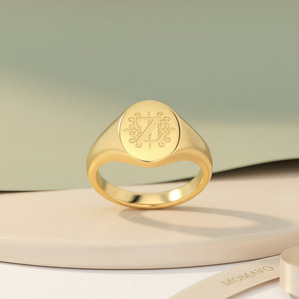Oval Monogram Ring | 18K Gold Plated