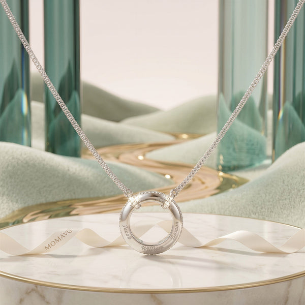 Circle of Love Birthstone Engraving Necklace | 18K Gold Plated