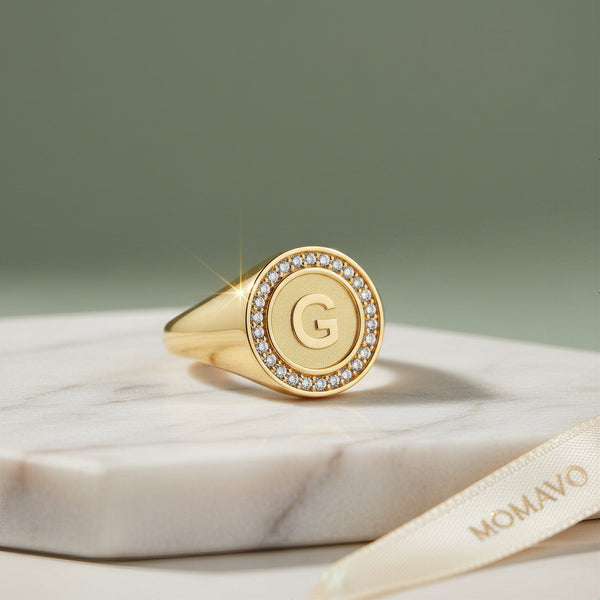 Monogram Initial Ring | 18K Gold Plated