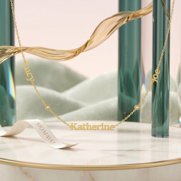 Linked by Love Personalized Gemstone Necklace | 18K Gold Plated
