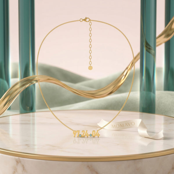 Coordinates Birthstone Necklace | 18K Gold Plated