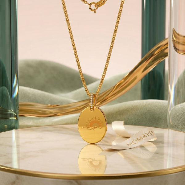 Oval Engravable Pendant Necklace | 18K Gold Plated