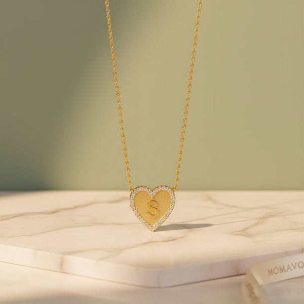 Heart Initial Necklace | 18K Gold Plated
