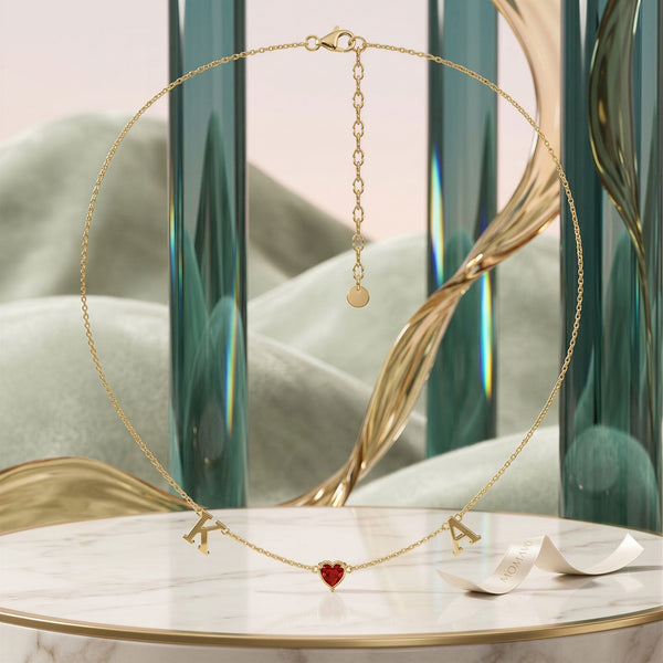 HeartLink Birthstone Necklace | 18K Gold Plated